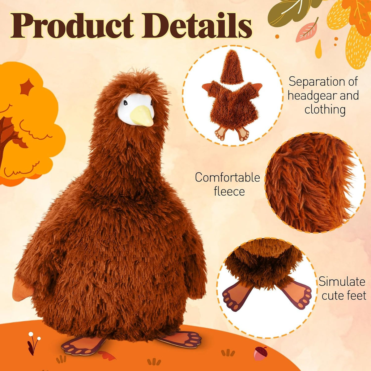 Vinsot Halloween Outdoor Porch Geese Outfit, 23" Patio Yard Porch Desk Goose Coat, Lawn Goose