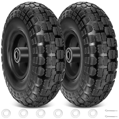 TICONN 4.00-6 Tire and Wheel Flat Free, 2 Pack 13" Solid Tires with 5/8" Axle Bore Hole and Double