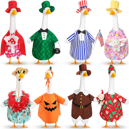 8 Set Seasonal Holiday Goose Outfits Fall Halloween Christmas Summer All Seasons Lawn Porch Goose