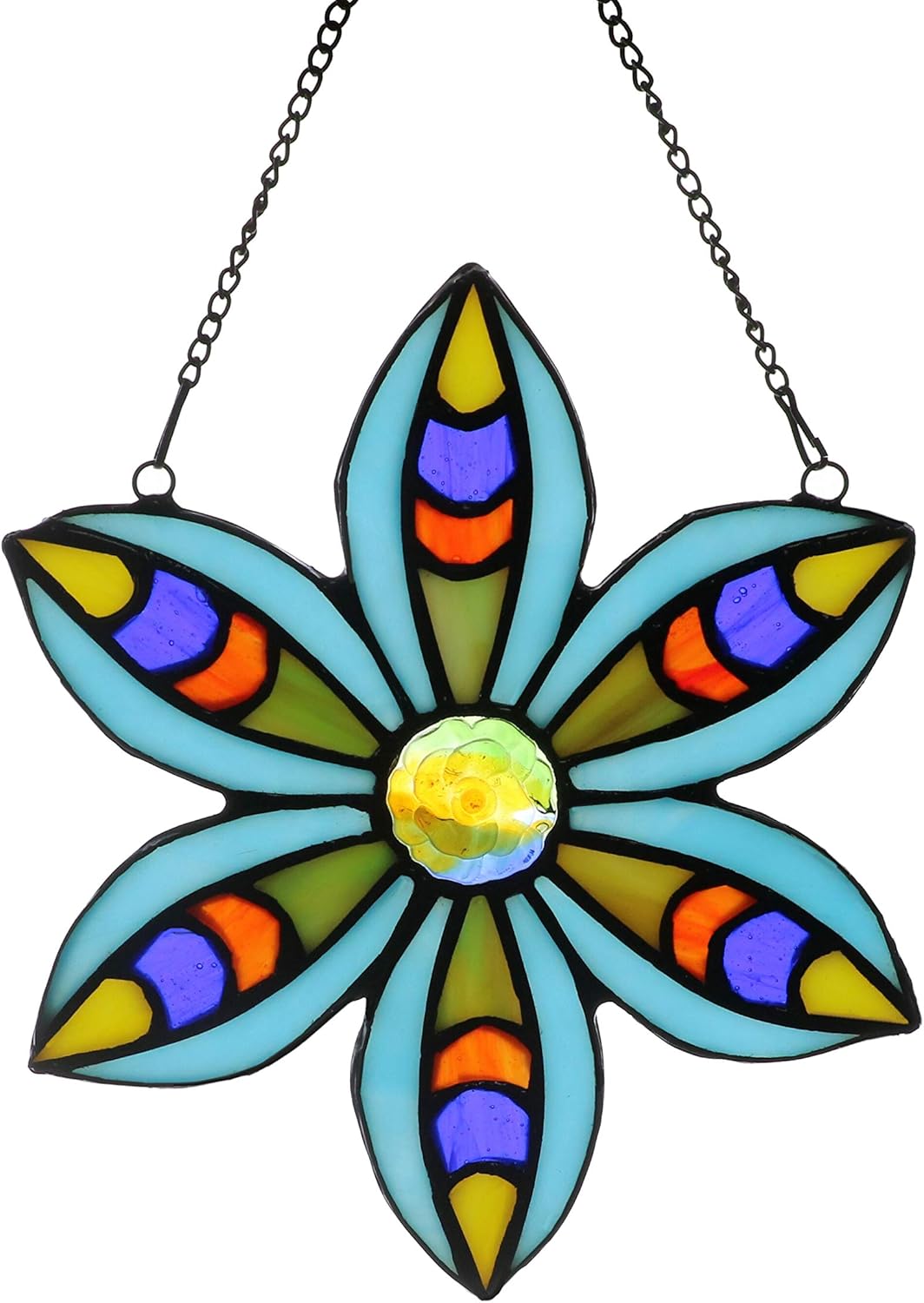 Stained Glass Tiffany Style Flower Window Hangings Sun Catcher (Blue)