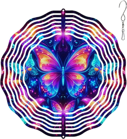 10 Inch Butterfly Wind Spinner, 3D Stainless Steel Hanging Kinetic Wind Sculpture Gifts for Garden
