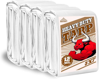 Tarp 5x7(4packs) ft Heavy Duty 12mil 100% Waterproof High Durability Multipurpose,Uv