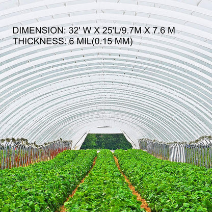 VEVOR Greenhouse Plastic Sheeting 32 x 25 ft, 6 Mil Thickness UV Resistant Clear Polyethylene Film