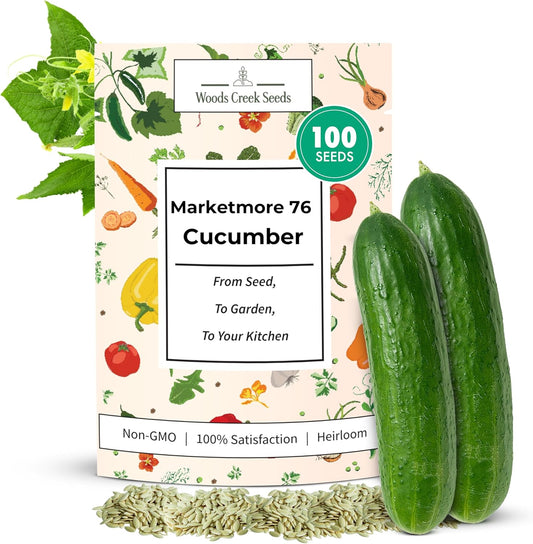 Marketmore 76 Cucumber Seeds for Planting - Heirloom Cucumber Seed Pack - Non-GMO, Crisp Texture
