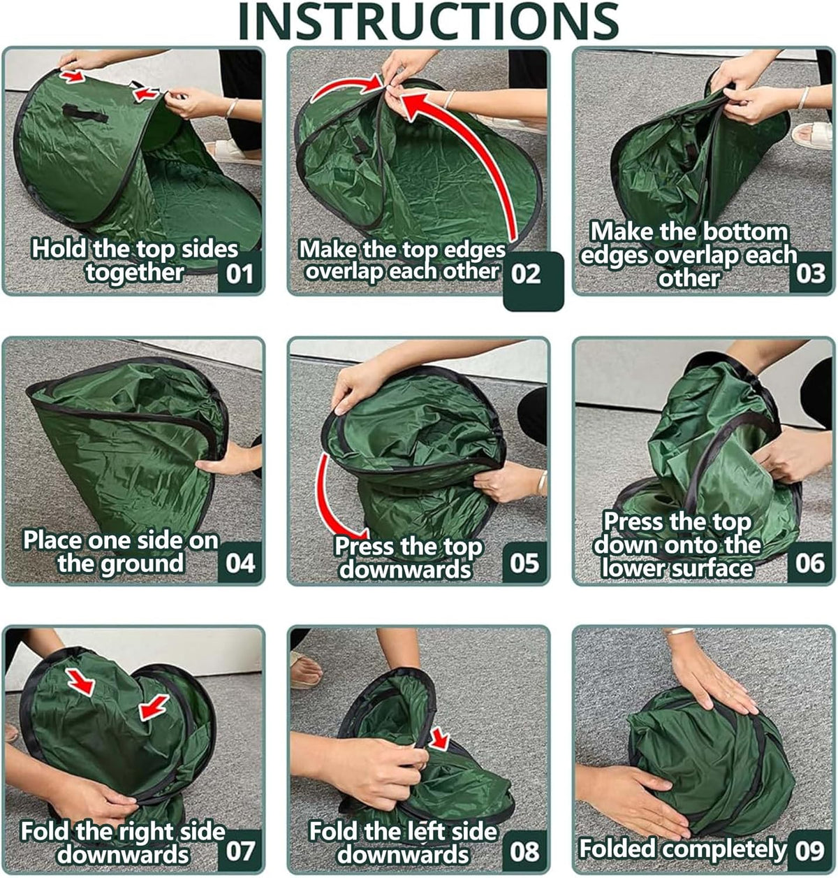 2 Pcs Foldable Pop Up Leaf Collector, Miniature Leaves Pickup and Loader Bag, Lawn Portable Leaf