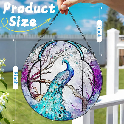 Stained Glass Window Hanging, Stained Glass Suncatcher, Peacock Sun Catcher, Window Decor, Peacock
