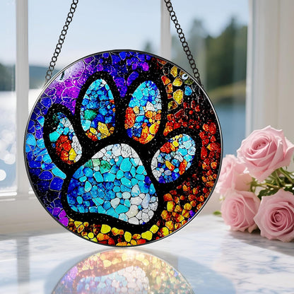 Stained Glass Window Hanging, DOUHASU Pet Memorial Suncatcher Ornament, Dog Memorial Gifts for Loss
