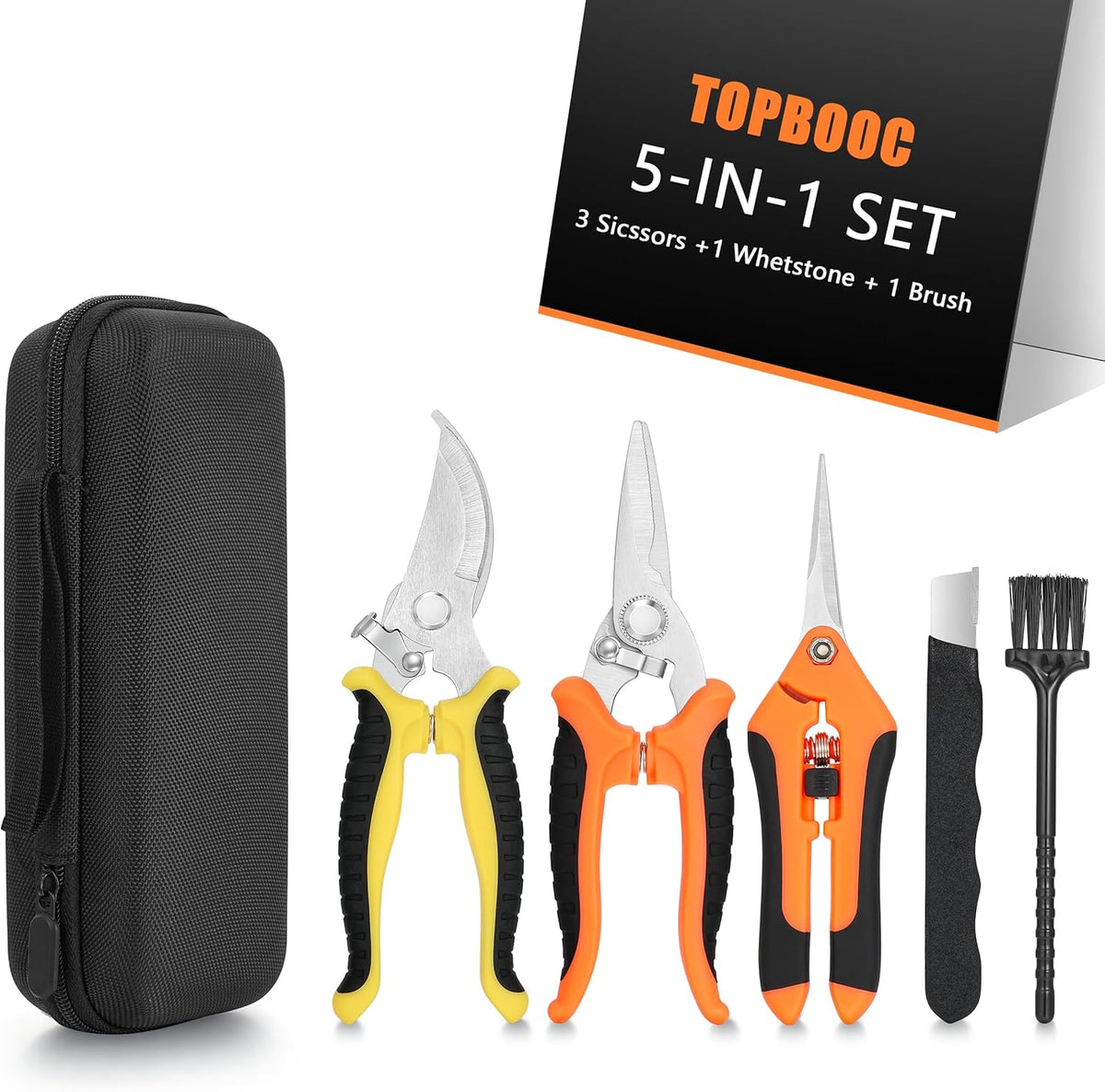 3-pack Garden Pruning Shears Set with Stainless Steel Blades, Bypass Pruners, Handheld Secateurs