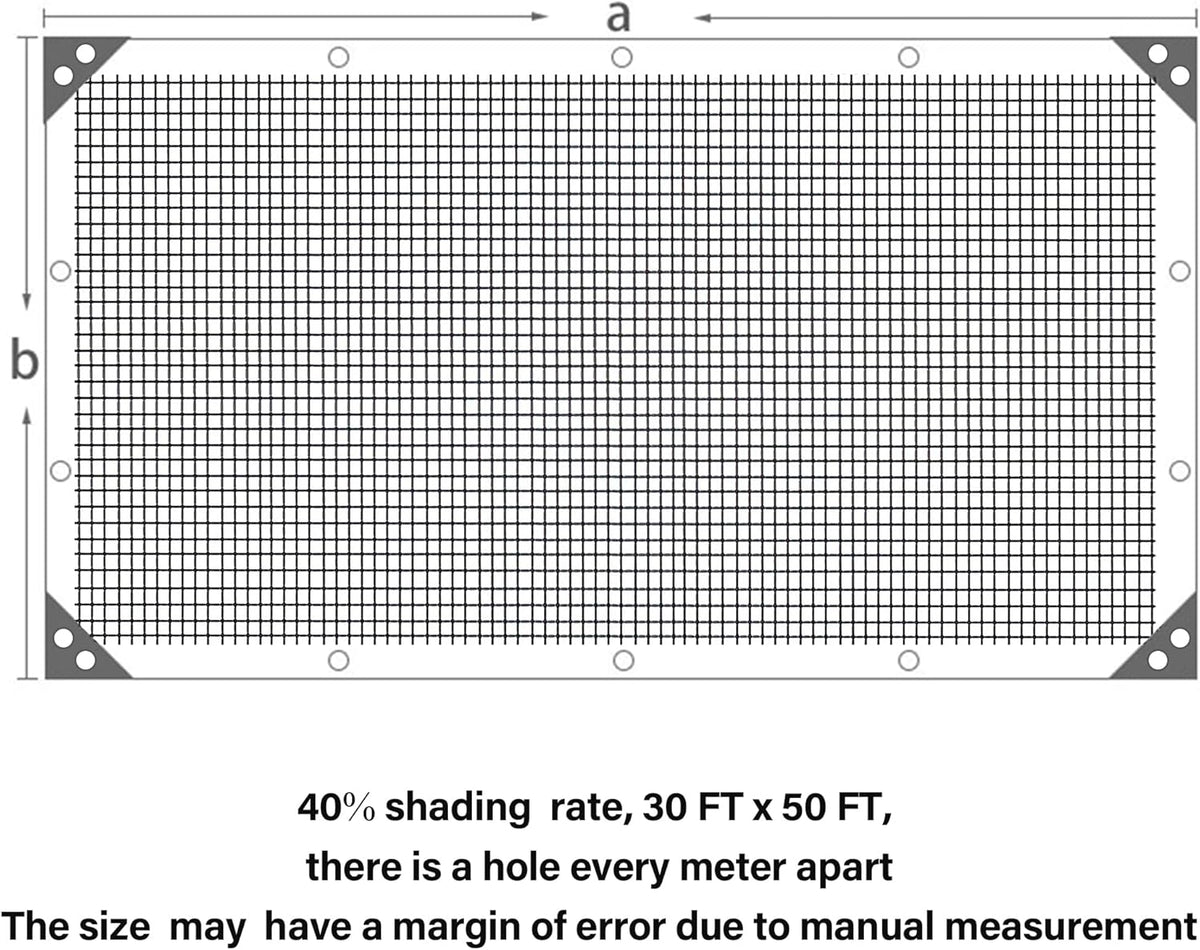 winemana Black Shade Cloth 40%, 30x50 FT Mesh Tarp - Garden Shade for Greenhouse, Patio