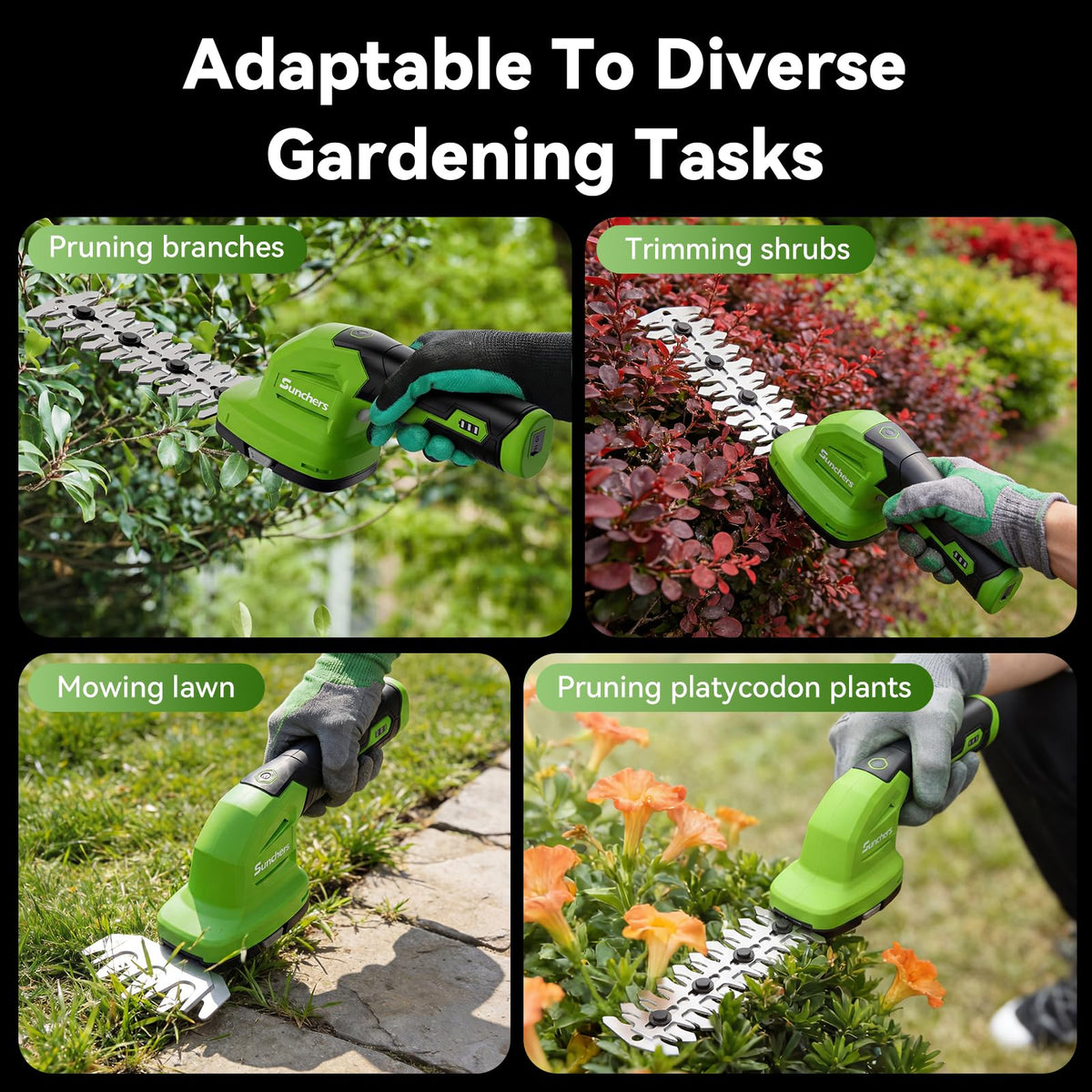 2 in 1 Hedge Trimmer Cordless, 7.2V Electric Grass Cutter Hedge Shears, Handheld Shrub Bush
