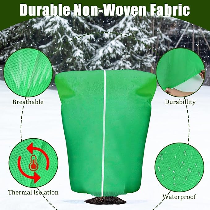 4 Pcs Plant Covers Frost Protection Bag 71" x 47" Winter Reusable Plants Jacket with Drawstring