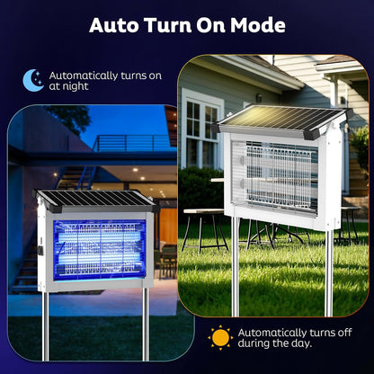 Solar Bug Zapper Outdoor, Mosquito Zapper Waterproof Electric Fly Zapper Rechargeable Mosquito