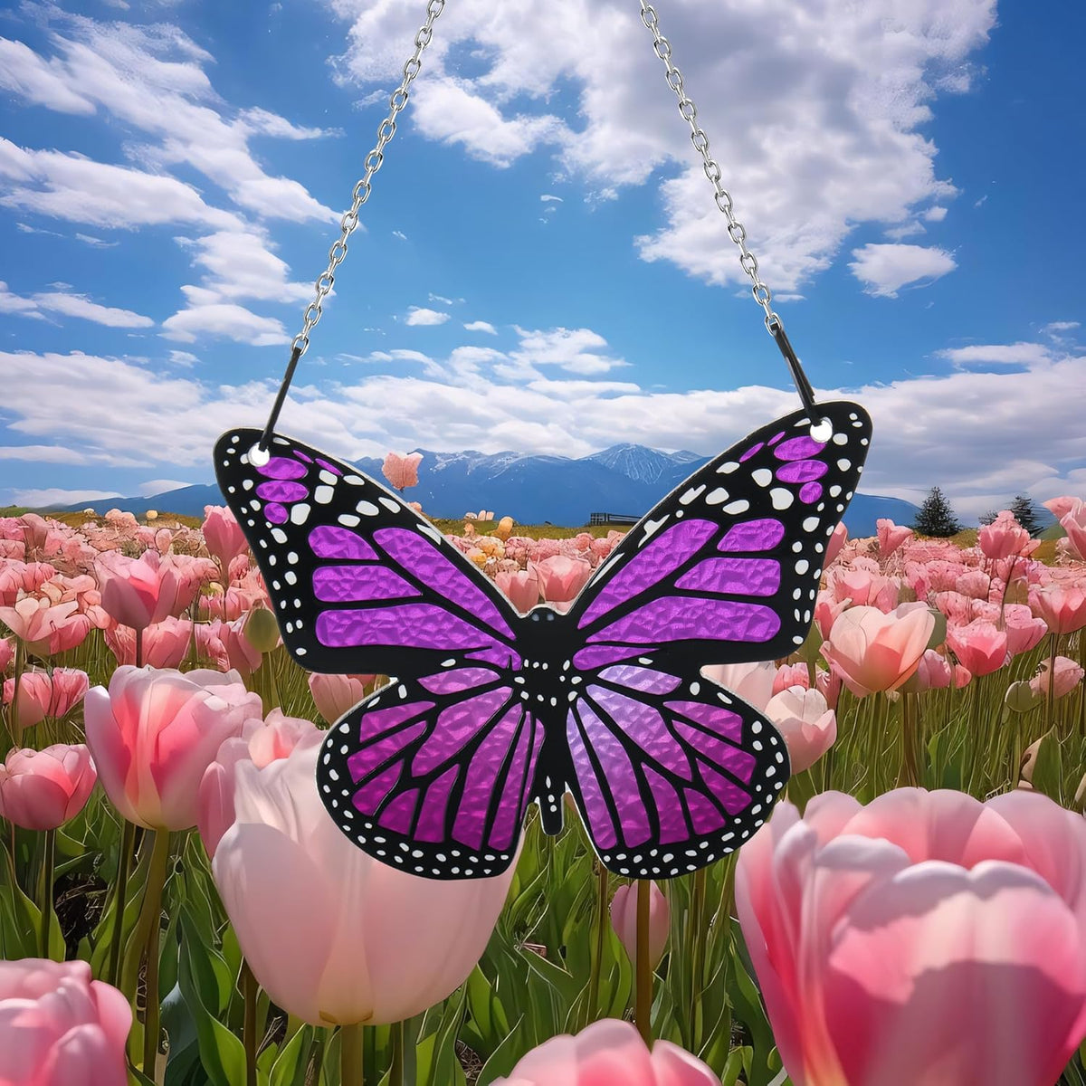 Butterfly Stained Glass Window Hanging Purple Butterfly Suncatcher, Butterfly Ornaments Gift for