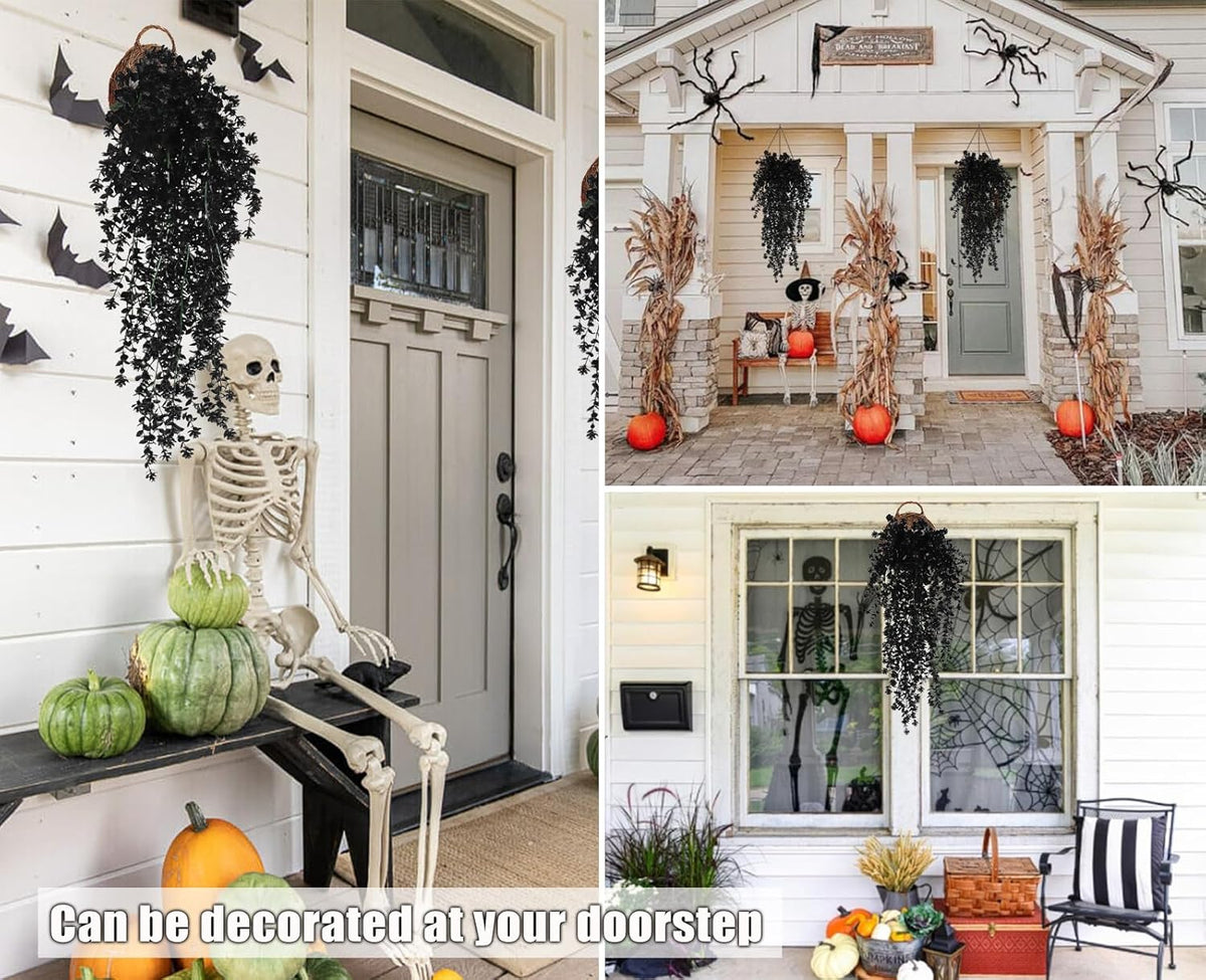 Black Hanging Flowers Faux Hanging Plants Black Artificial Hanging Plant Fake Greenery Faux UV