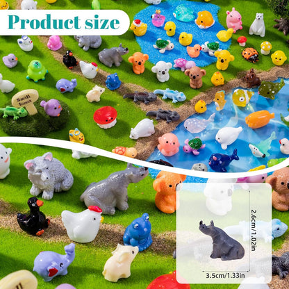 160 Styles Mini Resin Animals 160pcs Variety Tiny Animals Figures Miniature Little Small Figurines