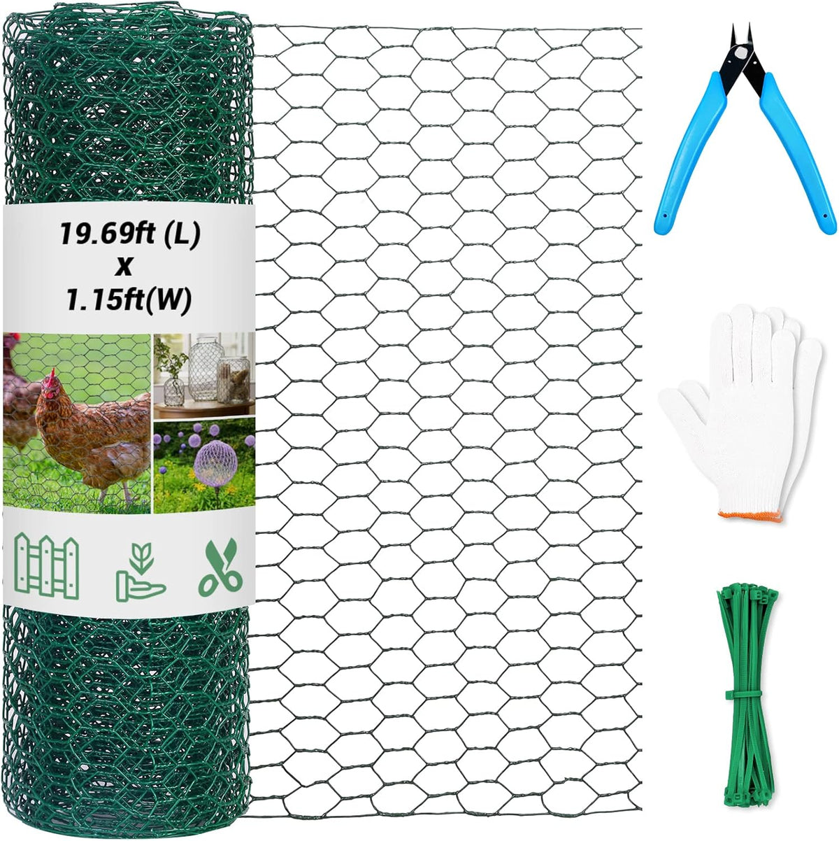 Chicken Wire Fence for Craft,13.78 x 236 Inch Lightweight Galvanized Hexagonal Chicken Wire