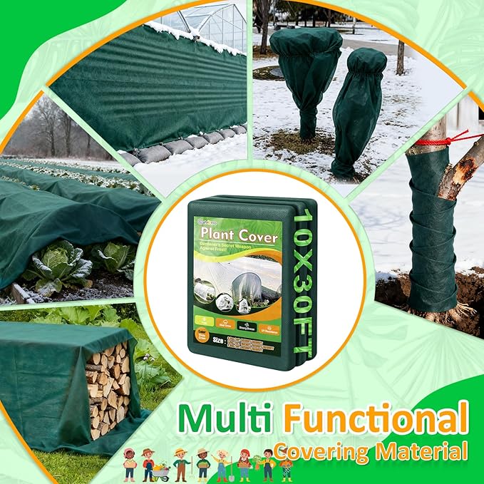 Green Plant Covers Freeze Protection, 10 x 30 ft - 1.5 oz/yd² Frost Cloths for Outdoor Plants, Tree