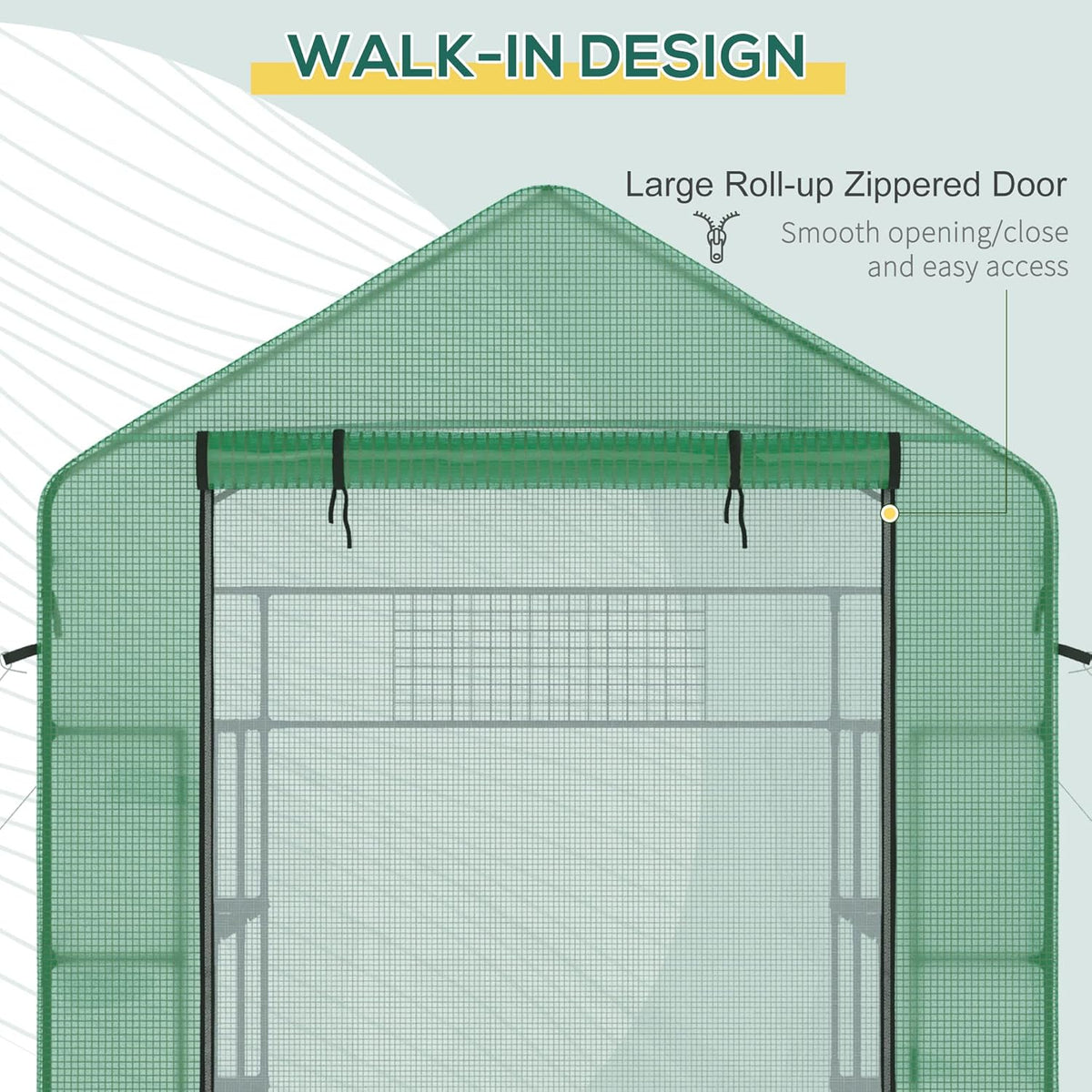 Outsunny 8' x 6' x 7' Walk-in Greenhouse with Mesh Door and Windows, 18 Shelf Green House with