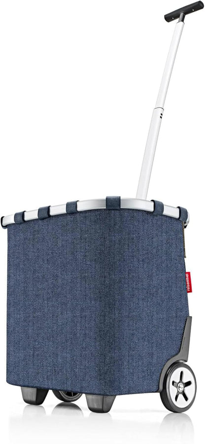 reisenthel carrycruiser Herringbone Dark Blue - Portable Shopping Trolley with Sturdy Aluminum