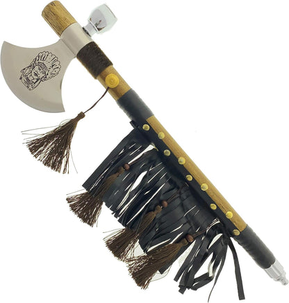 PS 19" Tomahawk Axe Hatchet with Pipe Function. for Camping, Home Decoration, Outdoor Sports Uses
