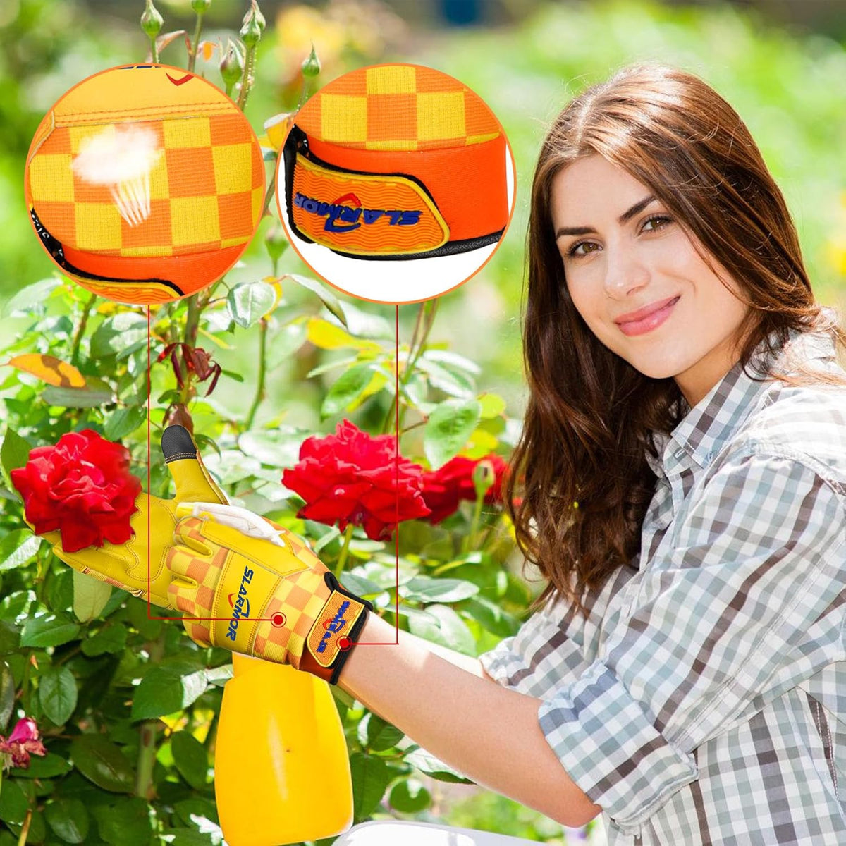 Leather-Gardening-Gloves for Women,Thorn-Proof Work-Gloves for Weeding,Digging,Planting,Pruning