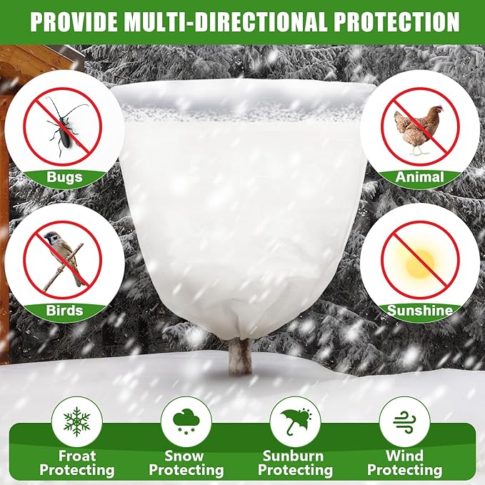 NNG 5PCS Winter Plant Covers Freeze Protection 47.2x47.2Inch Frost Blanket Shrub Covers with Zipper