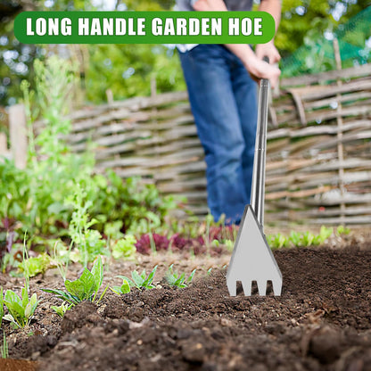 Dual Headed Hoe Garden Tool, Adjustable Long Handle Weed Puller, Stainless Steel Hoe Cultivator and