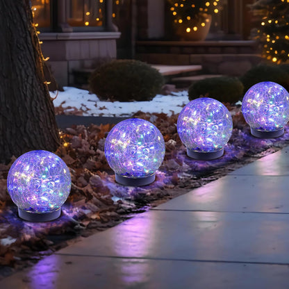 Solar Globe Lights Outdoor Waterproof-Solar Balls-Solar Garden Lights-Orbs for Outside 4 Pack