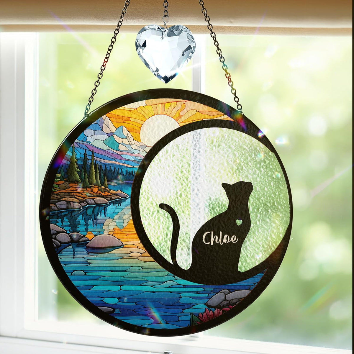 Cat Memorial Suncatcher, Loss of Cat Sympathy Gift, Pet Memorial Gifts for Feline Friend, Stained