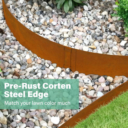 Cor Ten Steel Landscape Edging, 8Hx40L-Inch Metal Garden Edging, 6-Pack Hammer in Landscape Edging