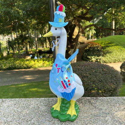 Porch Goose Statue Wear Clothing Outfit-20"High Large Garden Goose Decor Wear Birthday Clothes, Big