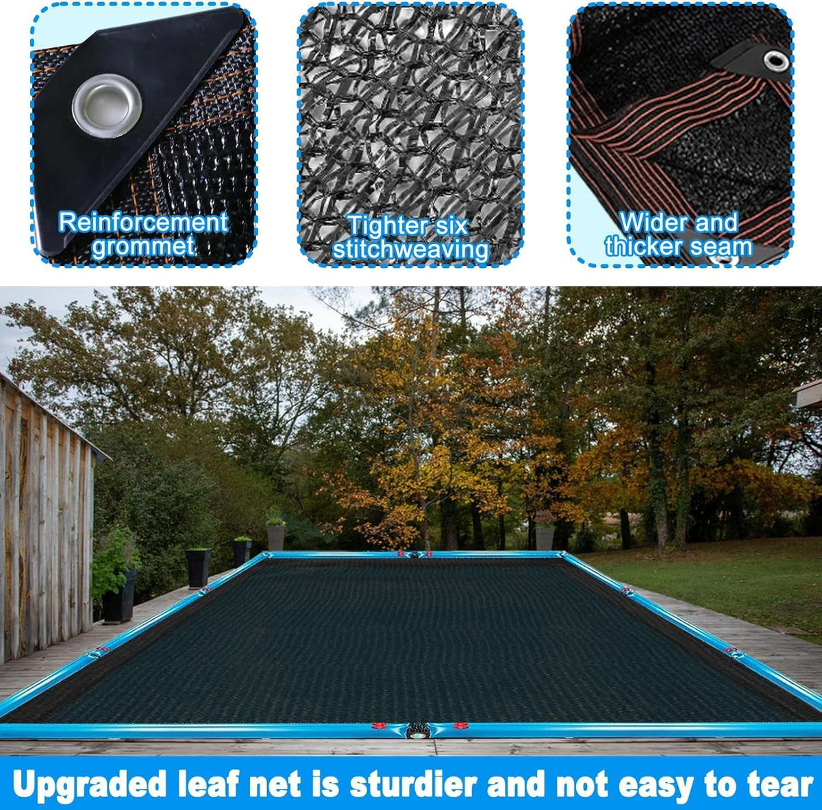 18 x 36 Ft Pool Leaf Net Cover- Thicken Rectangle Leaf Netting for Inground and Above Ground
