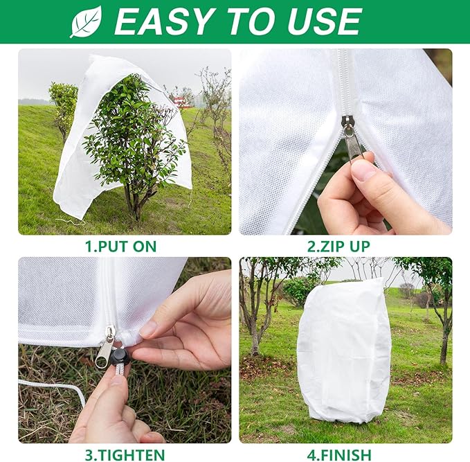 2 Pcs Plant Covers Freeze Protection, Frost Cloth Plant Freeze Protection, Frost Covers for Outdoor