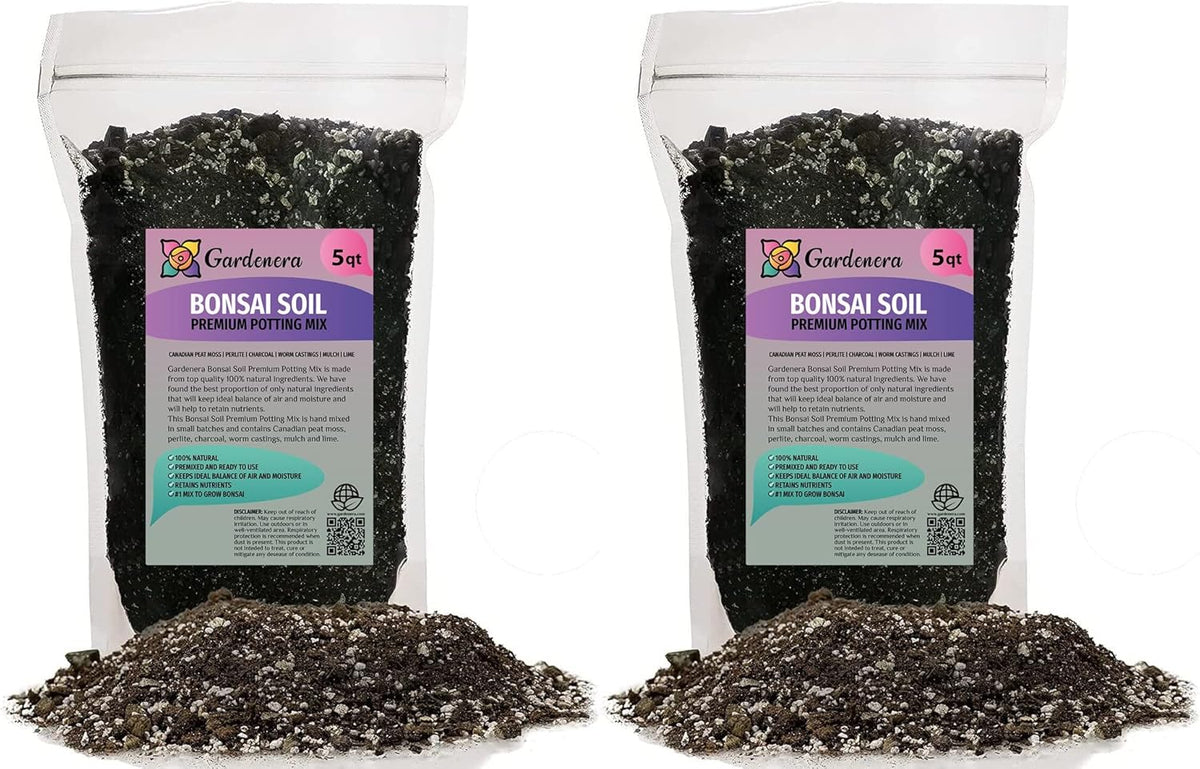 Premium Bonsai Soil Potting Mix by Gardenera - 10 Quart- Crafted with Canadian Peat Moss and