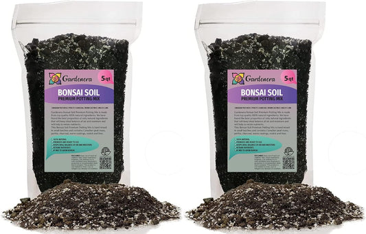 Premium Bonsai Soil Potting Mix by Gardenera - 10 Quart- Crafted with Canadian Peat Moss and