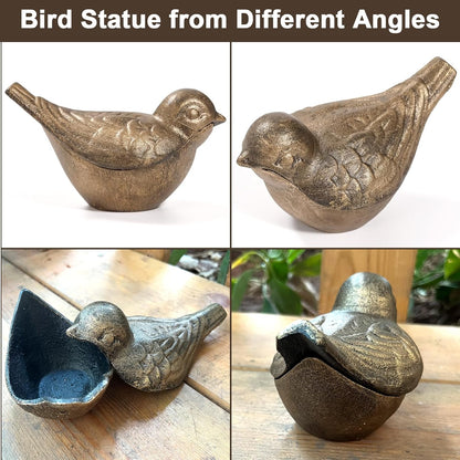 Bird Key Hiders Outside, Cast Iron Outdoor Hidden Keys Holder, Hide a Key Bird Statue, Antique Gold