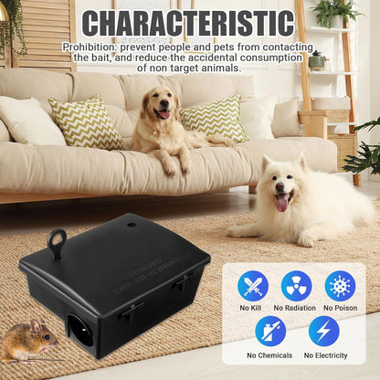 Qualirey 4 Pack Rat Bait Stations Large Rodent with Key Reusable Mouse Stations Mice Blocks Heavy
