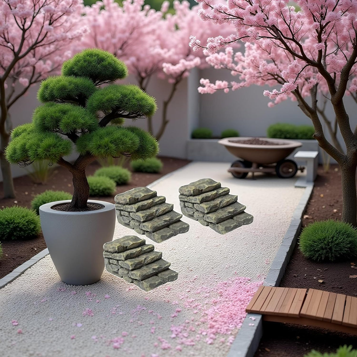 3 Pcs Miniature Resin Bridge Stair Stone Straight Bridge Stairs Stone Steps Garden Fairy Ornament