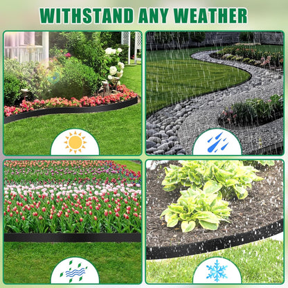 Landscape Edging - 2” x 60’ Garden Edging Border with 90 Stakes, 0.15" Thick No Dig Lawn Edging for