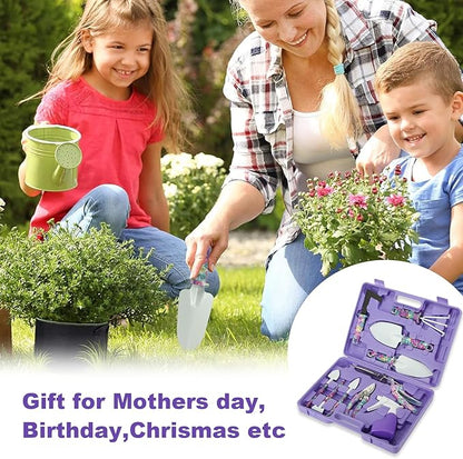 Gardening Gifts for Mom Kit with Purple Flower Print,Garden Hand Tool Set for Women Mothers Day