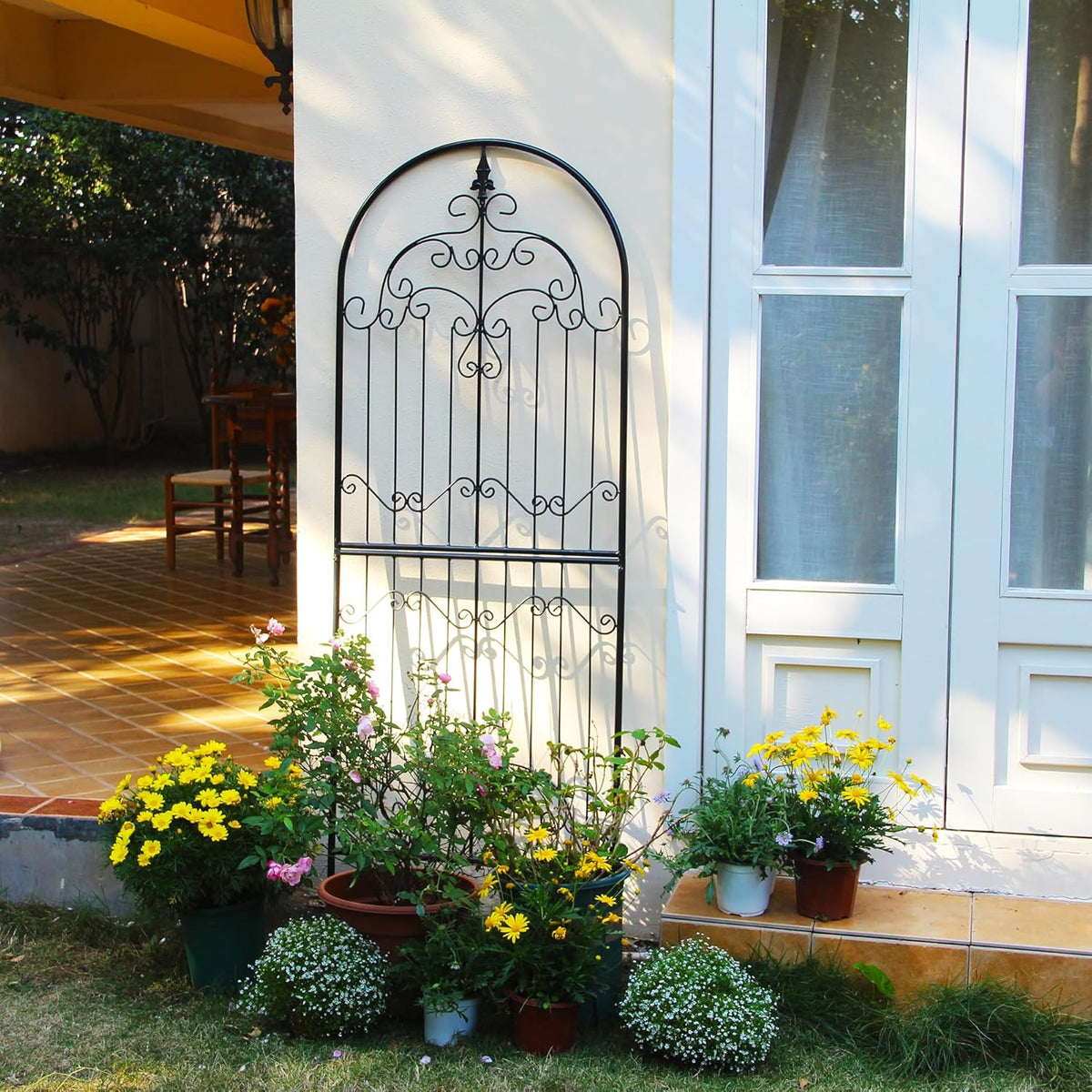 Trellis for Climbing Plants 70.8" H x 25.6" W Metal Wrought Iron Outdoor Wall Panel for Vines