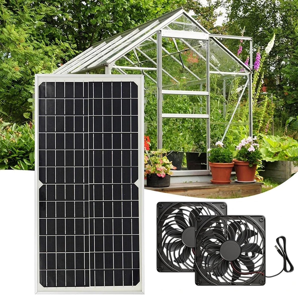 20W Solar Exhaust Fan for Chicken Coop, Sheds, Greenhouses, Dog Houses, Windows, Attics, Solar