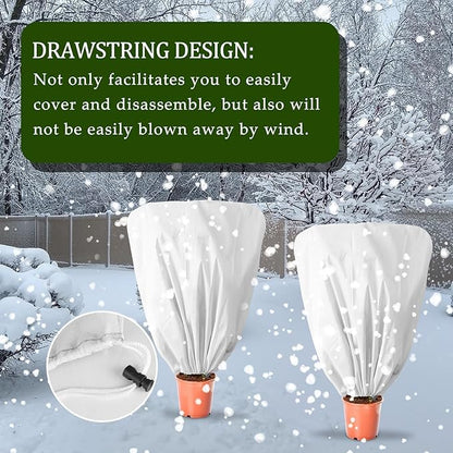 8 Pcs Plant Covers Frost Protection Bag 39.3" x 39.3" Winter Reusable Plants Jacket with Drawstring