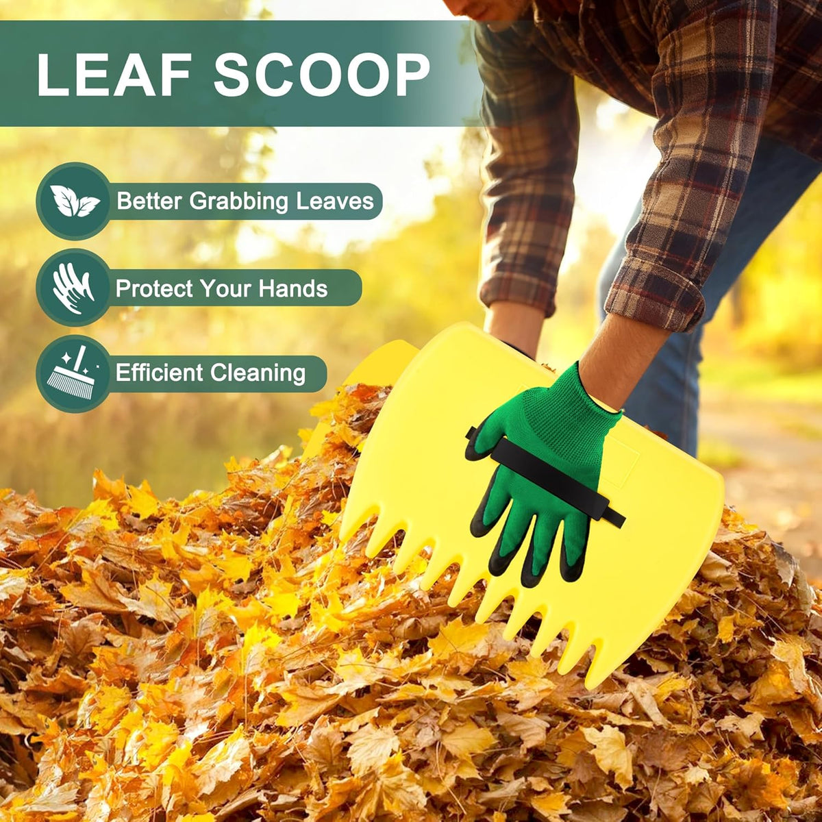 Adjustable Garden Leaf Rake Set, 18" Wide, 25 Tines, 37-79" Handle Metal Leaf Rake with 2 Pack 32