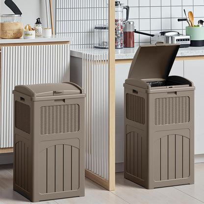Devoko 33 Gallon Outdoor Trash Can with Dual Lid, Heavy Duty Waterproof Resin Garbage Bins Outside