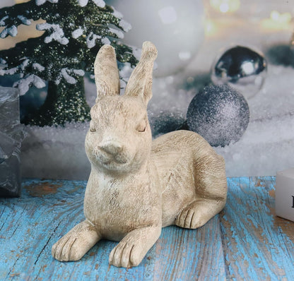 Hymmah Rabbit Statue Sculpture Home Decor Rustic Home Decorations for Living Room, Boho Resin