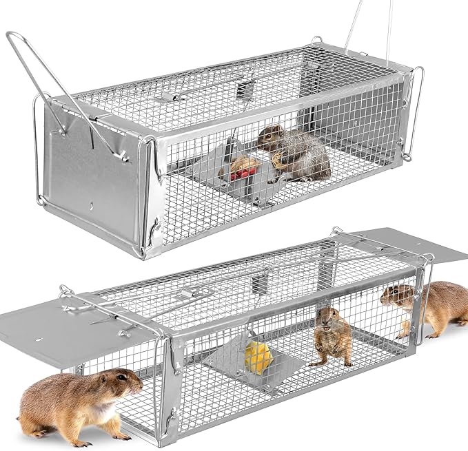 Moclever Humane Live Rat Trap – Dual-Door Rodent Cage with High-Sensitivity Gravity Pedal