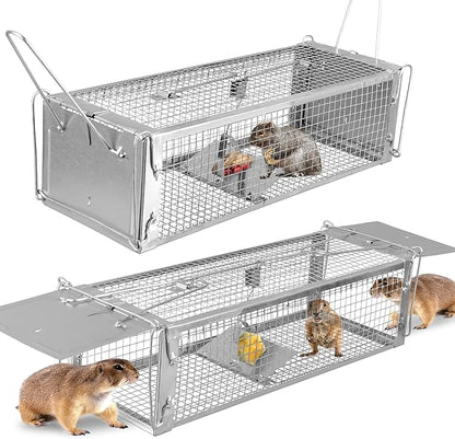Moclever Humane Live Rat Trap – Dual-Door Rodent Cage with High-Sensitivity Gravity Pedal