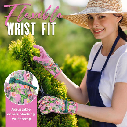 HANDLANDY Gardening Gloves for Women, Breathable Ladies Leather Garden Yard Gloves Best Gift for