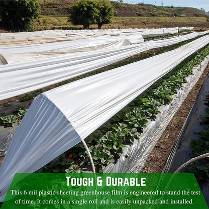 Farm Plastic Supply - White Greenhouse Plastic Sheeting - 6 mil - (32' x 40') - 4 Year UV Resistant